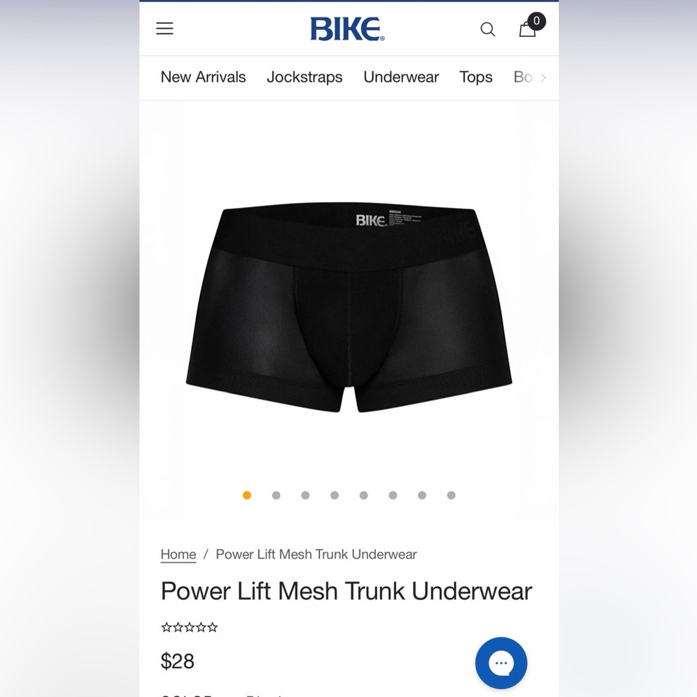 NWT | BIKE Black Men's mesh power lift trunk